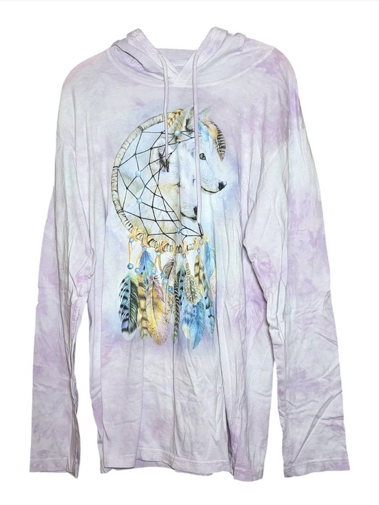 The Mountain Other - The Mountain Wolf Dreamcatcher Hooded Graphic Tee Large Boho Nature Western